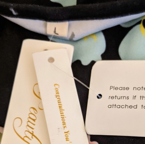 NWT Peauty Maternity Floral Black Dress Size Large - Picture 5 of 7